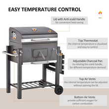 Load image into Gallery viewer, Versatile Charcoal Grill with Adjustable Height &amp; Easy-Move Trolley Design
