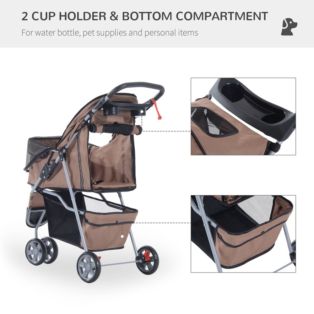 PawHut 3-Wheel Pet Stroller: Stylish Carrier for Cats & Dogs on the Go!