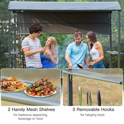 Stay Cool Outdoor BBQ Canopy with Metal Frame – Perfect for Grilling!