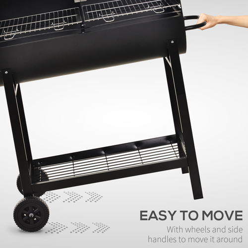 Outsunny Dual-Zone Charcoal BBQ Grill on Wheels - Ultimate Outdoor Cooking!