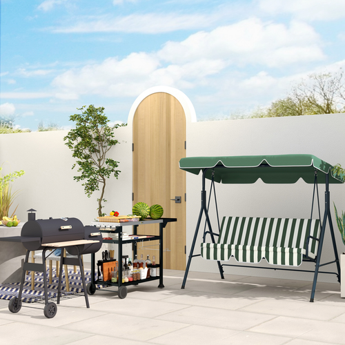 Outsunny Portable Charcoal BBQ Grill & Offset Smoker Combo for Ultimate Cooking