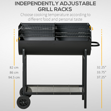 Load image into Gallery viewer, Outsunny Dual-Zone Charcoal BBQ Grill on Wheels - Ultimate Outdoor Cooking!
