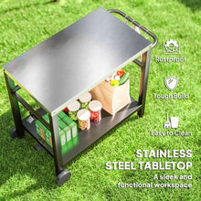 Load image into Gallery viewer, Outsunny Portable BBQ Table with Shelving &amp; Hooks - Perfect for Outdoor Dining!
