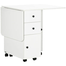 Load image into Gallery viewer, Space-Saving Drop Leaf Dining Table with Storage &amp; Wheels - Versatile White Design
