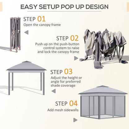 Outsunny Adjustable Pop-Up Gazebo Canopy Tent with Carry Bag – Grey