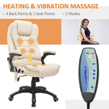 Load image into Gallery viewer, Reclining Executive Office Chair with Massage &amp; Heat - Stylish Beige Comfort
