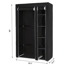 Load image into Gallery viewer, 67&quot; Portable Clothes Closet Wardrobe with Non-woven Fabric and Hanging Rod Quick and Easy to Assemble Black
