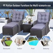 Load image into Gallery viewer, Modern 3-Piece Cushioned Rattan Lounger Set for Stylish Outdoor Relaxation
