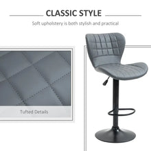 Load image into Gallery viewer, Stylish Grey Adjustable Height Swivel Bar Stools - Set of 2 with Footrest
