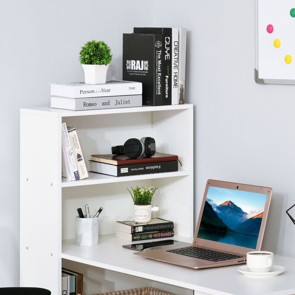 Modern White Computer Desk with Bookshelf – Stylish & Space-Saving Workstation