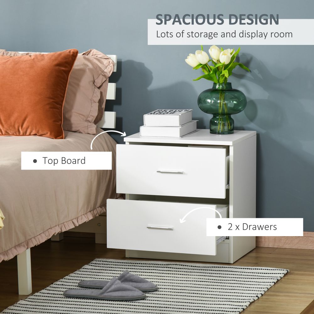 Elegant 2-Drawer Nightstand - Chic Bedside Table for Smart Storage Solutions