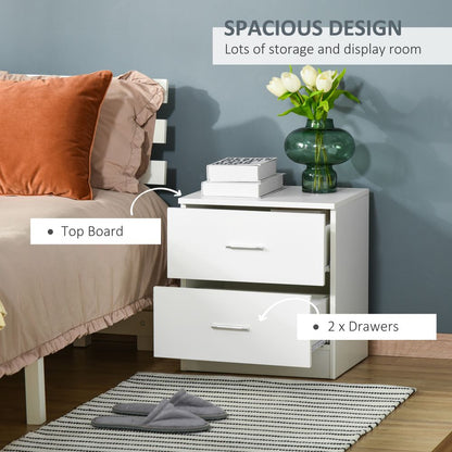 Elegant 2-Drawer Nightstand - Chic Bedside Table for Smart Storage Solutions