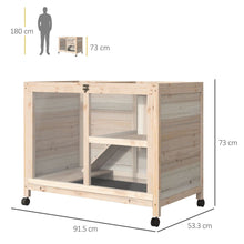 Load image into Gallery viewer, Natural Indoor Rabbit &amp; Guinea Pig Hutch with Openable Roof and Wheels
