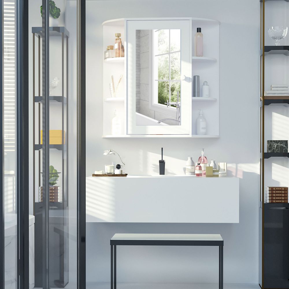 Stylish Wall-Mounted Bathroom Cabinet with Mirror & Adjustable Storage