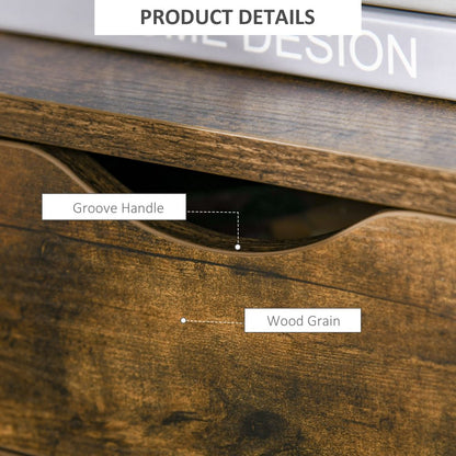 Rustic Industrial Side Table: HOMCOM Slim Storage Cabinet with Open Shelf & Drawers