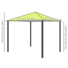 Load image into Gallery viewer, Lemon Green 3m x 3m Metal Gazebo with Sidewalls - Perfect for Outdoor Gatherings!

