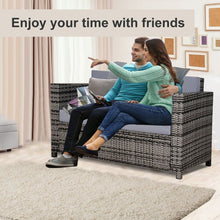 Load image into Gallery viewer, Luxurious 2-Seater Grey Wicker Outdoor Sofa - Weather Resistant Comfort
