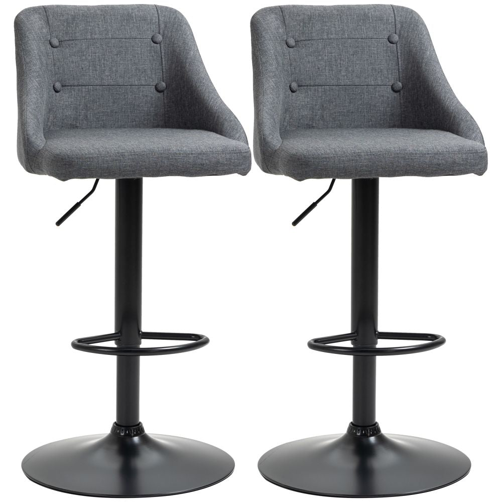 Adjustable HOMCOM Swivel Bar Stools Set of 2 – Modern Fabric Chairs in Grey