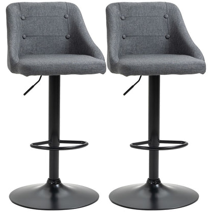 Adjustable HOMCOM Swivel Bar Stools Set of 2 – Modern Fabric Chairs in Grey