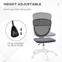 Load image into Gallery viewer, Vinsetto Height Adjustable Grey Mesh Office Chair with Wheels - Comfort &amp; Style
