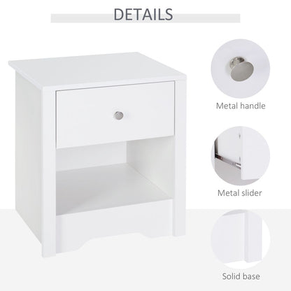 Elegant White Bedside Table with Drawer & Storage - Versatile Home Accent