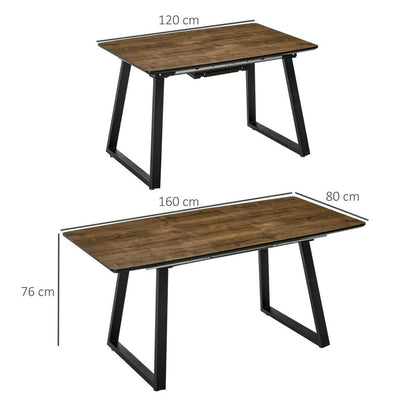 Stylish Extendable Dining Table: Industrial Wood & Metal Design for 4-6 Seats