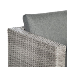 Load image into Gallery viewer, Stylish 3-Pc Grey Rattan Corner Sofa Set with Cushions &amp; Glass-Top Table
