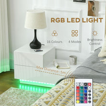 Load image into Gallery viewer, Illuminate Your Space: HOMCOM LED High Gloss Nightstand with Remote Control
