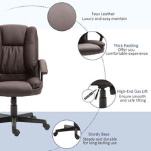 Load image into Gallery viewer, Brown PU Leather Swivel Executive Office Chair with Armrests - HOMCOM
