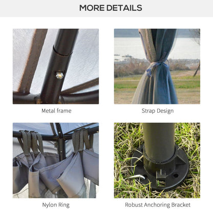 Outsunny 3x3M Metal Gazebo Canopy - Elegant 2-Tier Roof for Garden Parties