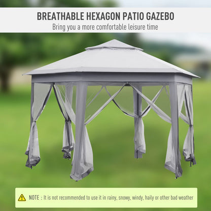Luxurious 4x4m Hexagon Gazebo with Mesh Netting - Easy Setup & Sturdy Design