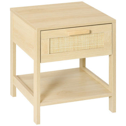 Chic Rattan-Drawer Nightstand – Modern Storage for Bedroom & Living Room
