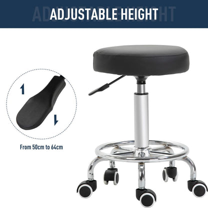 Premium Adjustable PU Leather Stool with Footrest for Ultimate Comfort