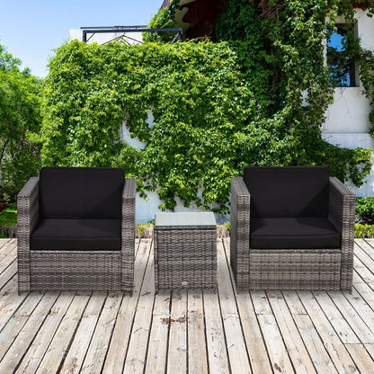 Outsunny Grey Rattan Sofa Set: Stylish 2-Seater with Cushions & Glass Table