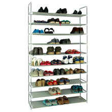 Load image into Gallery viewer, 100cm Ultra Large Capacity 10 Layers Non-woven Fabrics &amp; Steel Shoe Rack Gray
