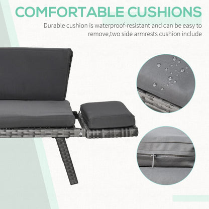 Convertible Rattan Daybed Sofa with Cushions - Perfect for Outdoor Relaxation