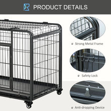 Load image into Gallery viewer, Secure &amp; Spacious 78x109cm Metal Dog Cage with Locking Door &amp; Wheels
