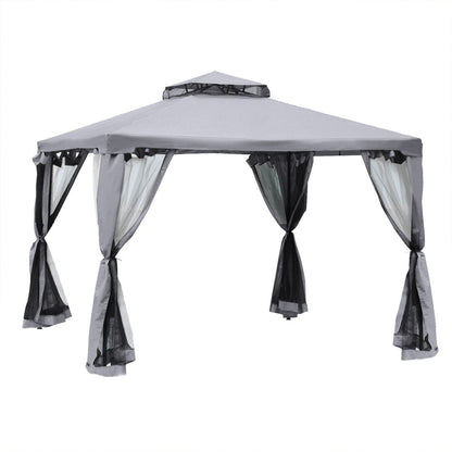 Outsunny 3x3M Metal Gazebo Canopy - Elegant 2-Tier Roof for Garden Parties