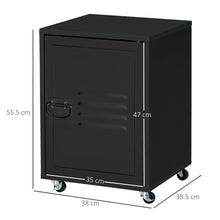 Load image into Gallery viewer, Industrial Chic Rolling Bedside Table with Adjustable Storage and Metal Door
