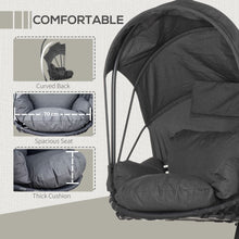 Load image into Gallery viewer, Cozy Hanging Egg Chair with Stand &amp; Canopy – Modern Grey Swing Hammock
