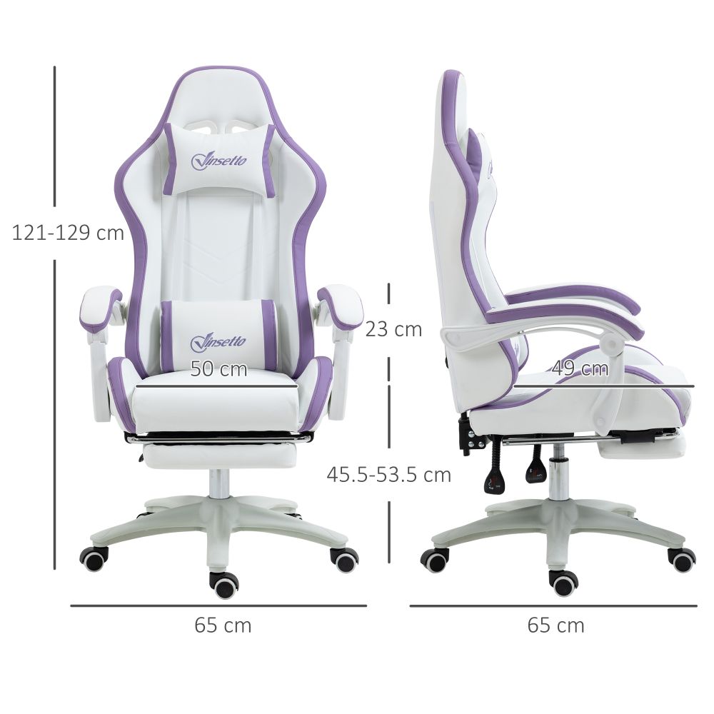 Vinsetto Purple Racing Gaming Chair with Recline & Footrest for Ultimate Comfort