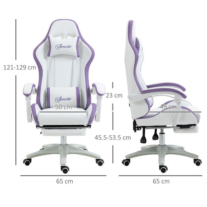 Vinsetto Purple Racing Gaming Chair with Recline & Footrest for Ultimate Comfort
