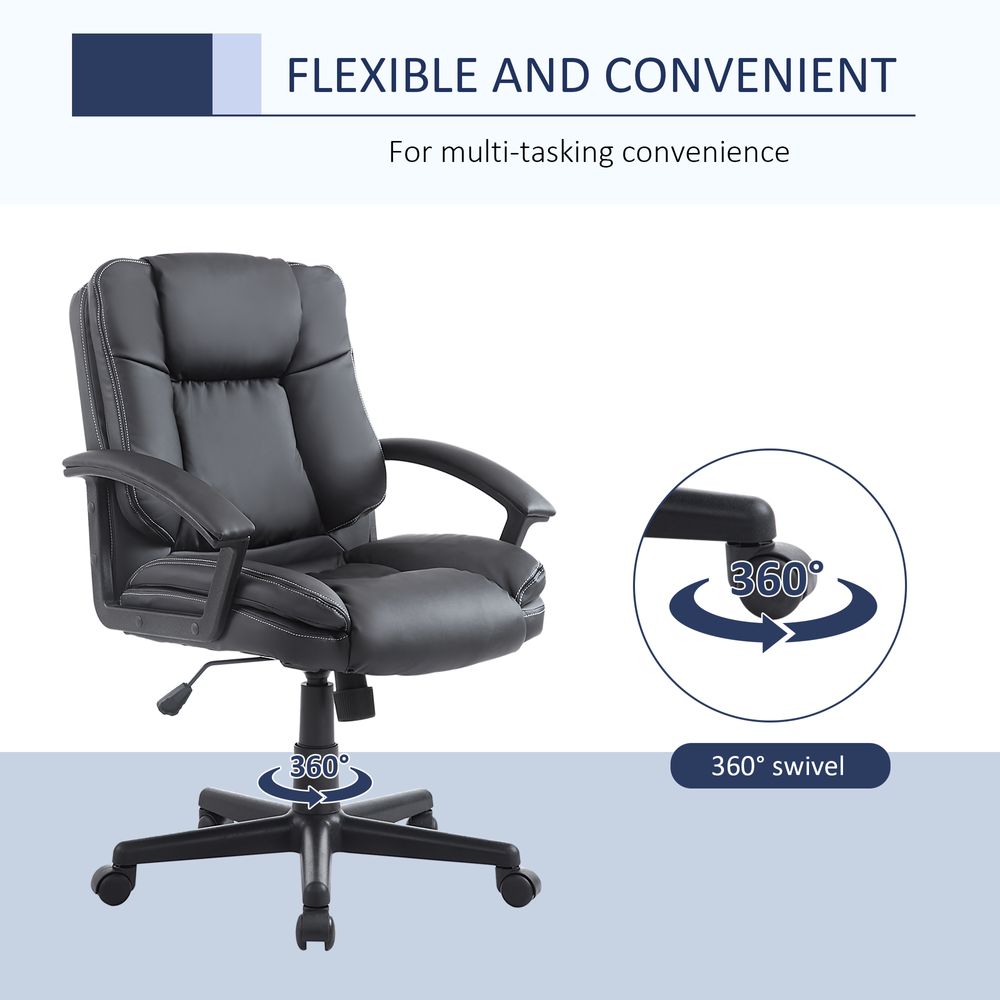 Premium Swivel Executive Office Chair - Ergonomic PU Leather, Adjustable Height