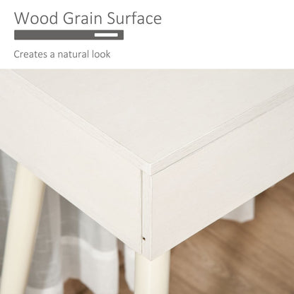 Elegant White Vanity Makeup Set with Round Mirror & Cushioned Stool