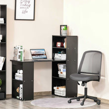 Load image into Gallery viewer, Modern Black Computer Desk &amp; Bookshelf Combo - Efficient Workspace Solution
