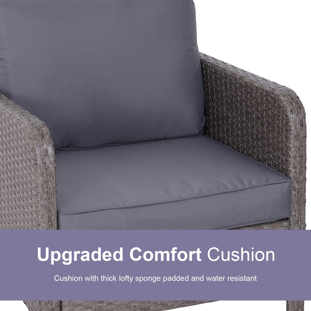 Stylish 5-Piece Grey Rattan Furniture Set with Steel Frame & Cushions