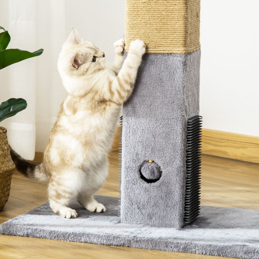 Ultimate Cat Scratching Post & Activity Centre - 79cm Grey Climber with Toys