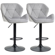 Load image into Gallery viewer, Set of 2 Elegant Velvet Bar Stools with Sturdy Metal Base - Grey Chic Design
