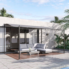 Load image into Gallery viewer, Elegant 4x3m Metal Wall Gazebo with Canopy – Stylish Outdoor Shade Solution
