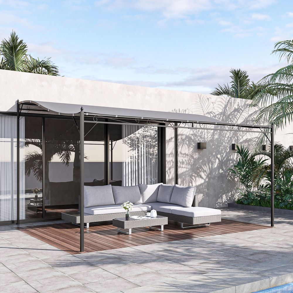 Elegant 4x3m Metal Wall Gazebo with Canopy – Stylish Outdoor Shade Solution